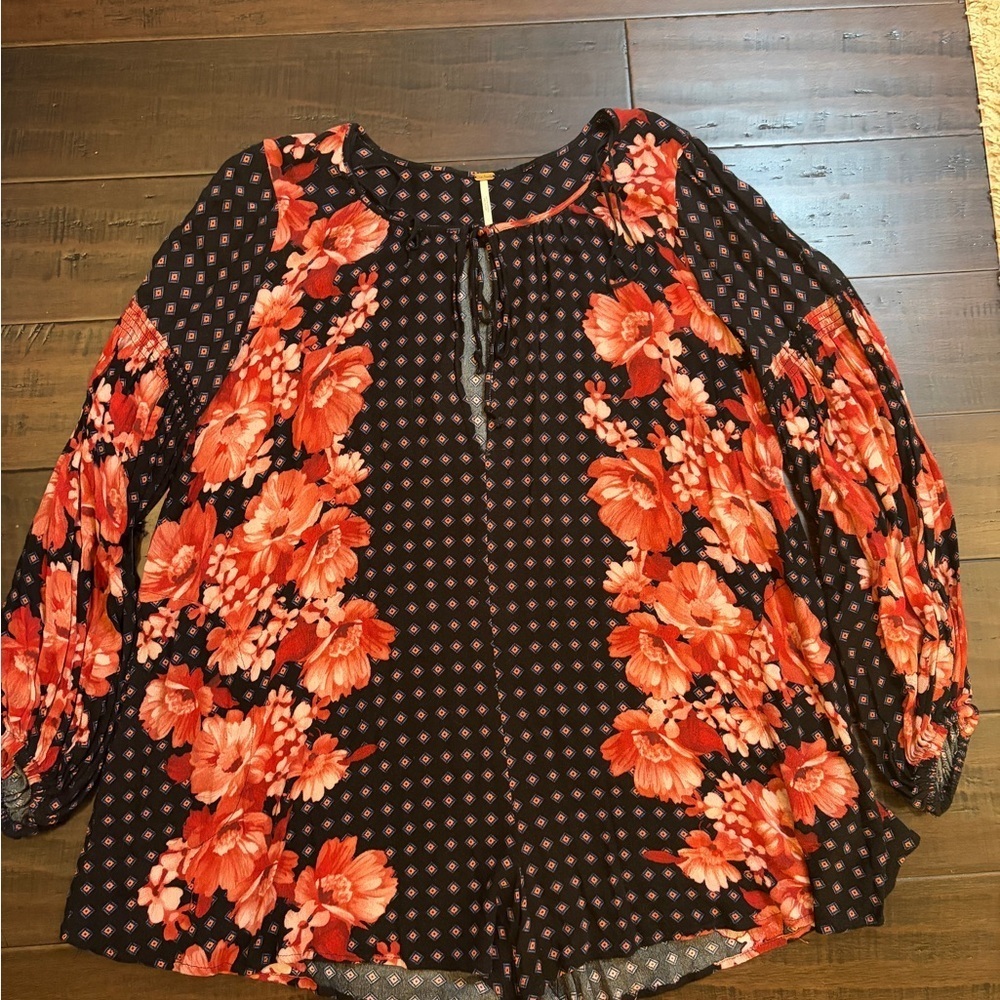Free people boho Floral Long Sleeve Romper artsy quirky granola crunchy flowy - Picture 8 of 8